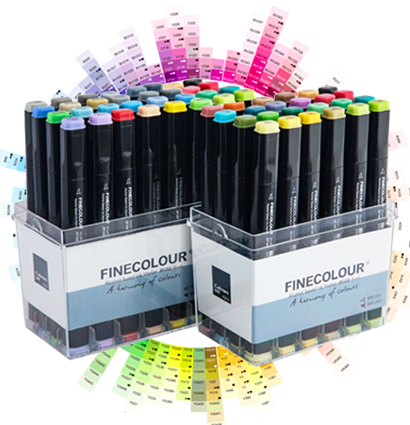 Finecolour Brush Marker набор маркеров с кистью 60 цветов в кейсе купить файнколор браш в магазине маркеров и товаров для рисования ArtCraft.Space с доставкой по РФ и СНГ