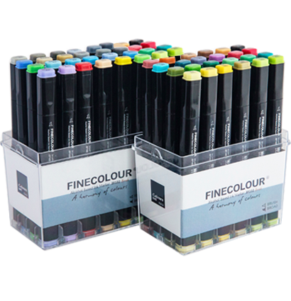 Finecolour Brush Marker набор маркеров с кистью 60 цветов в кейсе купить файнколор браш в магазине маркеров и товаров для рисования ArtCraft.Space с доставкой по РФ и СНГ
