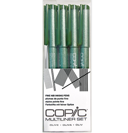 Набор капиллярных линеров Copic Multiliner 4 штуки оливкового цвета (0.05 - 0.5 мм) купить в магазине для художников ArtCraft.Space с доставкой по всему миру