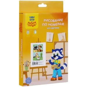 Рисование по номерам на картоне Мульти-Пульти "Пес и кот. Зебра", А5, 2шт., с акриловыми красками, картон