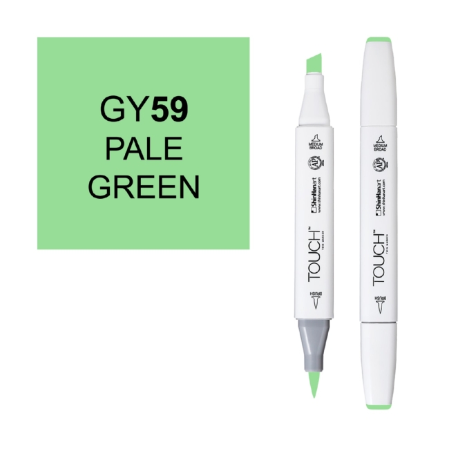 Маркер двухсторонний спиртовой  TOUCH TWIN BRUSH GY59 Зеленый бледный