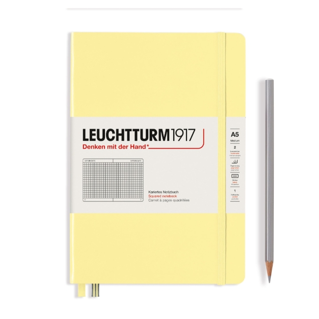 Блокнот Leuchtturm1917 Smooth Colours A5 (14.5x21см.) 80г/м2 - 251 стр. в клетку, твердая обложка, цвет: Ванильный
