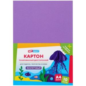Картон цветной А4, ArtSpace, 10л., тонированный, фиолетовый, 180г/м2 Картон цветной А4, ArtSpace, 10л., тонированный, фиолетовый, 180г/м2