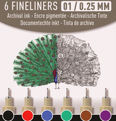 Набор цветных капиллярных ручек Sakura Pigma Micron с толщиной пера 0.25мм 6 штук купить в художественном магазине ArtCraft.Space с доставкой по РФ и СНГ