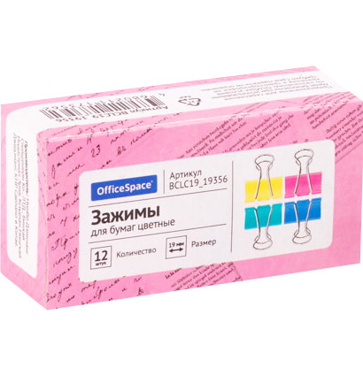 Зажимы для бумаги или скетчбука Office Space 12 штук размер 19 мм (пастельные цвета) купить в магазине ArtCraft.Space с доставкой по всему миру