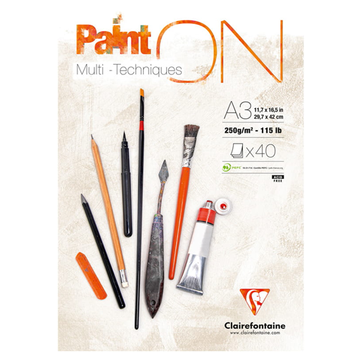 Альбом для смешанных техник Paint'On ClaireFontaine белая бумага А4 / 40 листов / 250 гм купить в магазине ArtCraft.Space