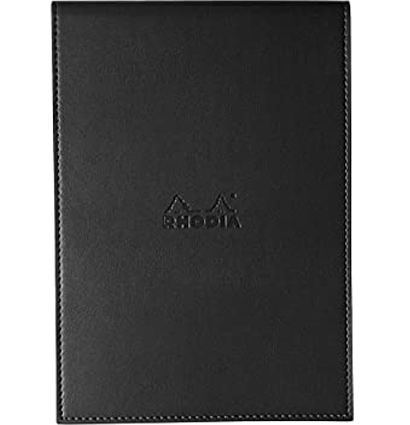 Блокнот Rhodia ePURE 80г/кв.м 11,5х15,8см микроперфорация клетка 80л кожаная обложка черный