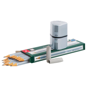 Набор карандашей ч/г Faber-Castell "Grip 2001", 12шт.+2 ластика+точилки, заточен., карт. уп.