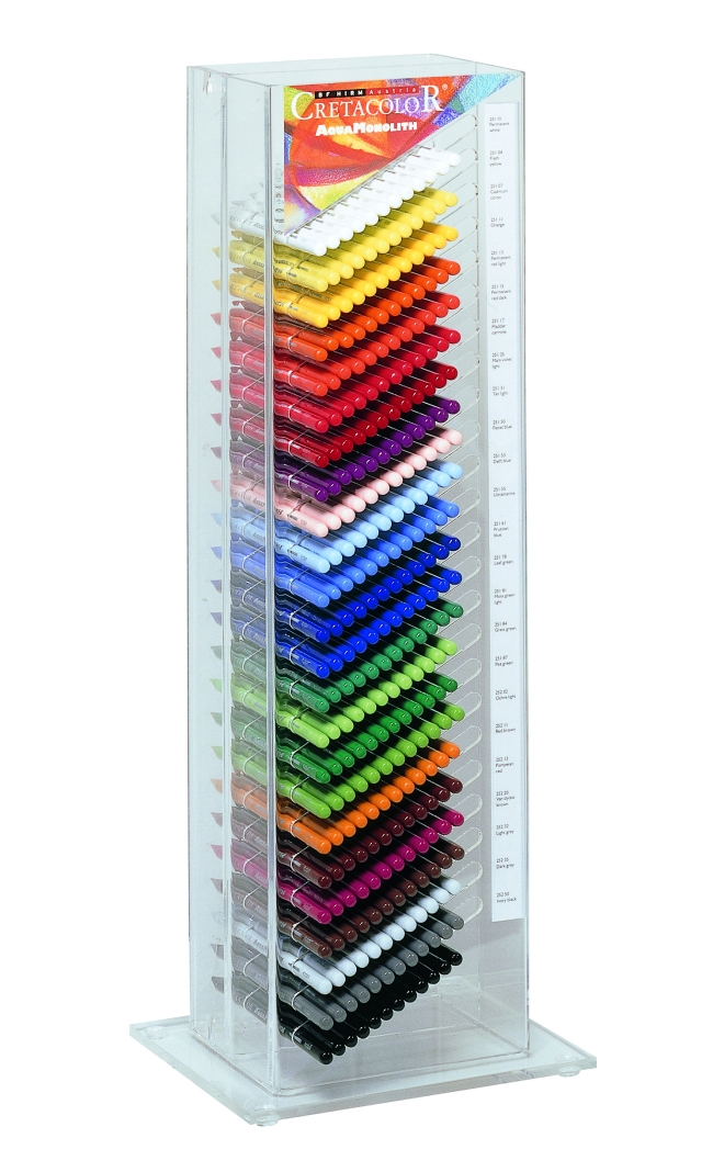 Акриловый дисплей для акварельных карандашей без деревянной оболочки "AQUA MONOLITH" для 24 основных цвета, размер 190х160х500 мм - СНЯТО С ПРОИЗВОДСТВА
