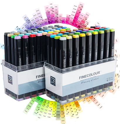 Finecolour Brush Marker набор маркеров с кистью 72 цвета в кейсе купить файнколор браш в магазине маркеров и товаров для рисования ArtCraft.Space с доставкой по РФ и СНГ