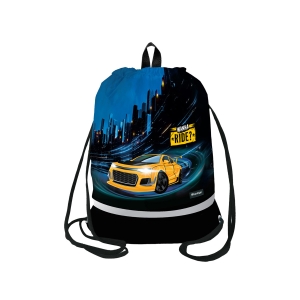 Мешок для обуви 1 отделение Berlingo "Ride", 400*480мм, расширяющееся дно, светоотражающая лента, карман на молнии