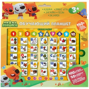 Сенсорный планшет на батарейках Умка "Ми-ми-мишки. Азбука и Счет" А. Барто, 150+песен, фраз,звуков, 50+вопросов и игр