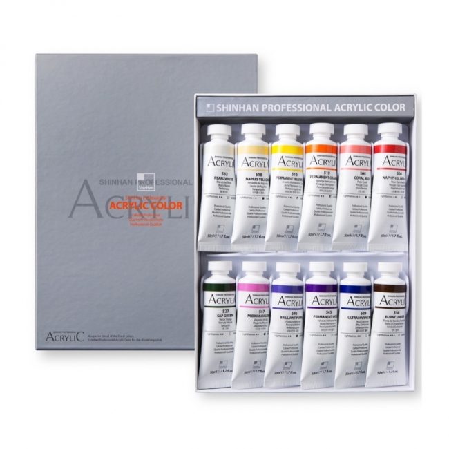 Набор акриловых красок ShinHan Professional B 12 цв. по 50мл в картонной упаковке Набор акриловых красок ShinHan Professional B 12 цв. по 50мл в картонной упаковке
