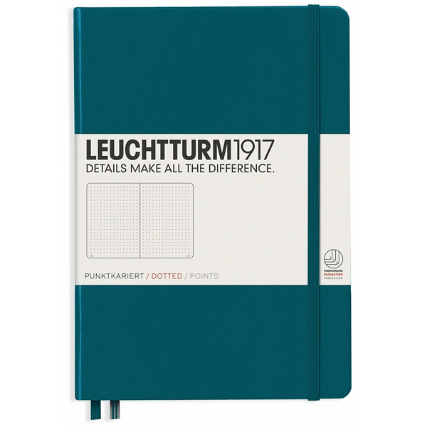 Блокнот Leuchtturm1917 Classic A5 (14.5x21см.) 80г/м2 - 251 стр. в точку, твердая обложка, цвет: Тихоокеанский Зеленый