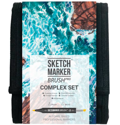 Набор 12 маркеров Sketchmarker Brush Pro "Комплексный" в пенале купить в магазине маркеров ArtCraft.Space с доставкой по всему миру