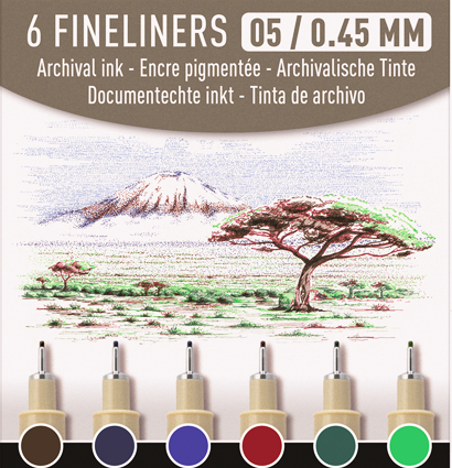 Набор цветных капиллярных ручек Sakura Pigma Micron с толщиной пера 0.45мм 6 штук купить в художественном магазине ArtCraft.Space с доставкой по РФ и СНГ