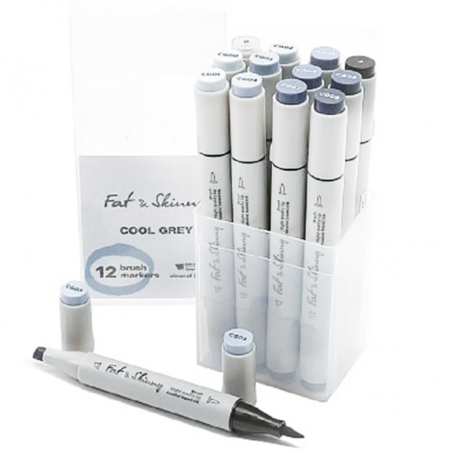 Набор brush-маркеров Fat&Skinny Cool Grey 12 шт