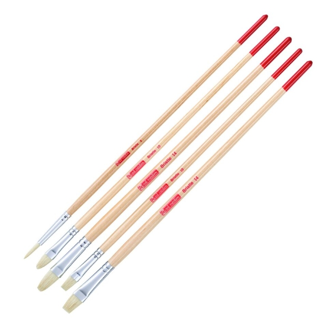 Набор кистей щетина Art Creation 5 штук плоские, круглая, овальные для масла, акрила и гуаши купить в художественном магазине ArtCraft.Space