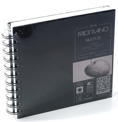 Скетчбук Fabriano Drawingbook квадратный на спирали 15х15см / 60 листов / 160 гм купить для рисования в художественном магазине ArtCraft.Space с доставкой по РФ и СНГ