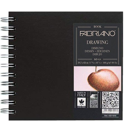 Скетчбук Fabriano Drawingbook черный на спирали 15х15 см / 60 листов / 160 гм купить в художественном магазине ArtCraft.Space с доставкой по всему миру