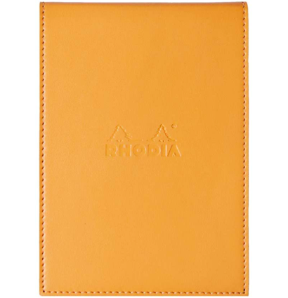 Блокнот Rhodia ePURE 80г/кв.м 15,5х22,3см микроперфорация клетка 80л кожаная обложка оранжевый
