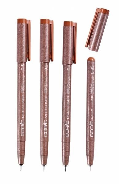 Набор капиллярных линеров Copic Multiliner 4 штуки сепия (0.05 - 0.5 мм) купить в магазине для художников ArtCraft.Space с доставкой по всему миру