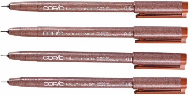 Набор капиллярных линеров Copic Multiliner 4 штуки сепия (0.05 - 0.5 мм) купить в магазине для художников ArtCraft.Space с доставкой по всему миру