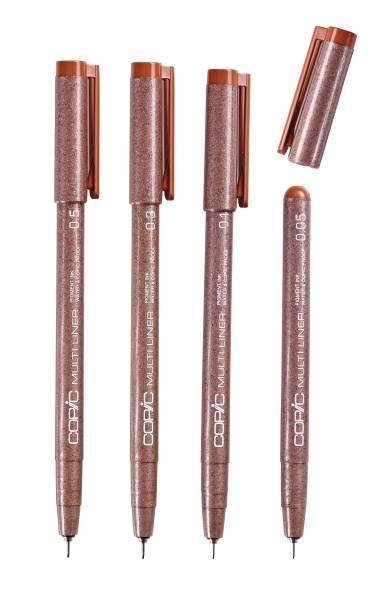 Набор капиллярных линеров Copic Multiliner 4 штуки сепия (0.05 - 0.5 мм) купить в магазине для художников ArtCraft.Space с доставкой по всему миру