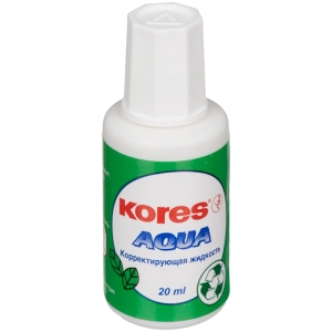 Корректирующая жидкость Kores "Aqua", 20мл, на водной основе, с кистью