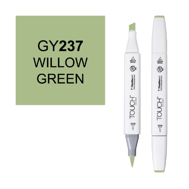 Маркер двухсторонний спиртовой  TOUCH TWIN BRUSH GY237 Зеленая ива