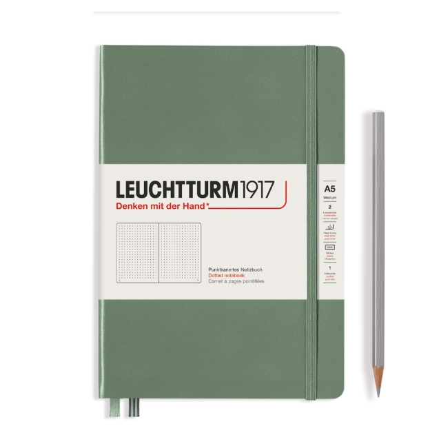 Блокнот Leuchtturm1917 Smooth Colours A5 (14.5x21см.) 80г/м2 - 251 стр. в точку, твердая обложка, цвет: Оливковый