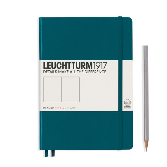 Блокнот Leuchtturm1917 Classic A5 (14.5x21см.) 80г/м2 - 251 стр. нелинованный, твердая обложка, цвет: Тихоокеанский Зеленый