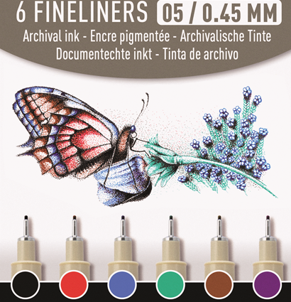 Набор цветных капиллярных ручек Sakura Pigma Micron с толщиной пера 0.45мм 6 штук купить в художественном магазине ArtCraft.Space с доставкой по РФ и СНГ