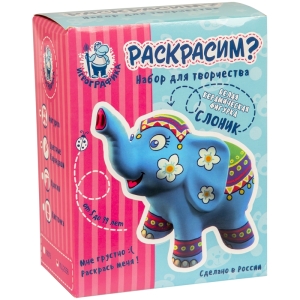 Набор для росписи фигурки из керамики Игрографика с цветными карандашами "Слоник"
