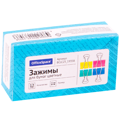 Зажимы для бумаги или скетчбука Office Space 12 штук размер 25 мм (пастельные цвета) купить в магазине ArtCraft.Space с доставкой по всему миру