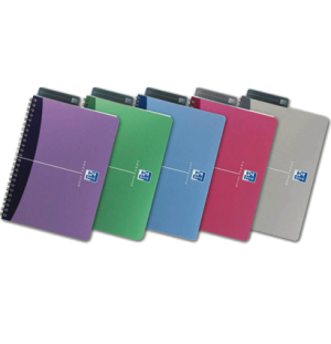 Бизнес-тетрадь OXFORD Urban Mix A4 клетка 50л двойная спираль закладка пластиковая обложка 5шт цв.ассортименте