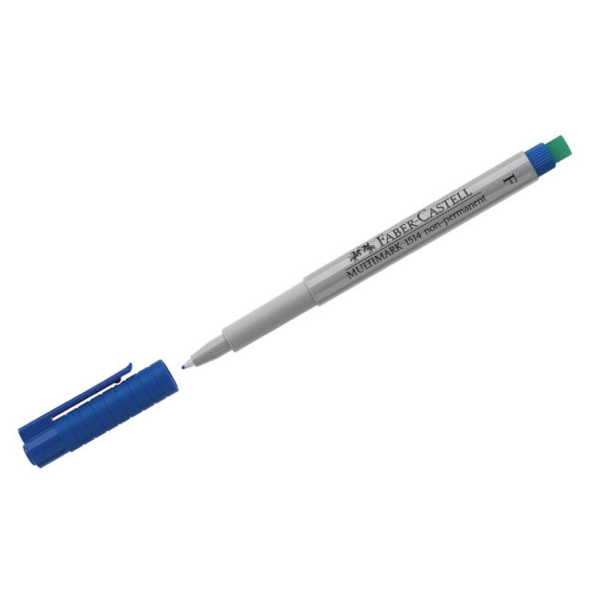 Маркер неперм. для глянц.пов. Faber-Castell "Multimark non permanent" F, синий, пулев.,0,6мм,с ласт.