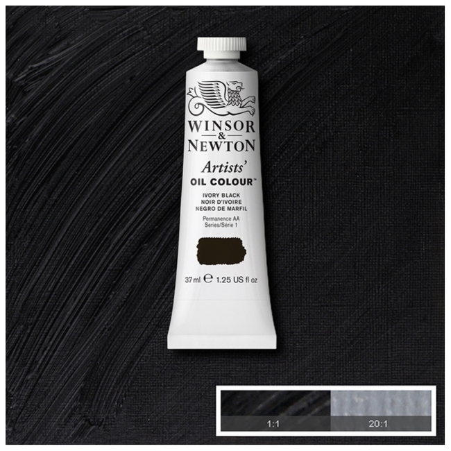 Масляные художественные краски, 37 мл, черная слоновая кость