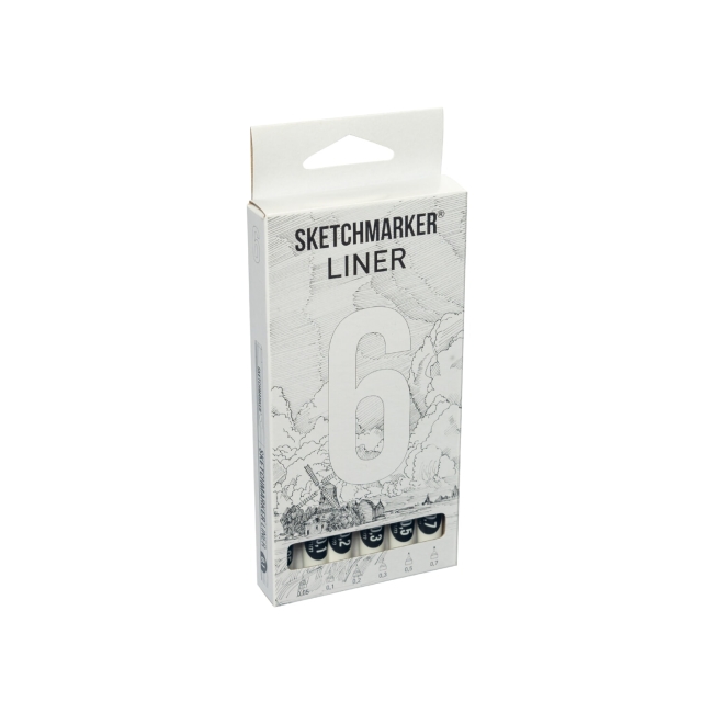 Набор ручек капиллярных (линеров) SKETCHMARKER 6шт (0.05, 0.1, 0.2, 0.3, 0.5, 0.7мм)
