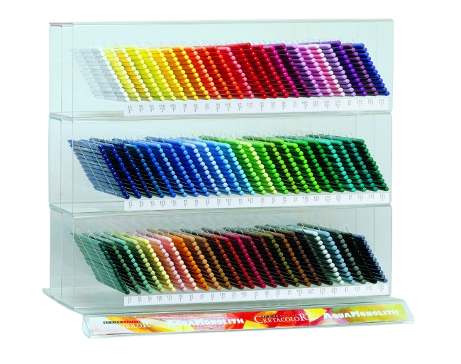 Акриловый дисплей для акварельных карандашей без деревянной оболочки "AQUA MONOLITH" для 72  цвета, размер 495х230х430 мм - СНЯТО С ПРОИЗВОДСТВА