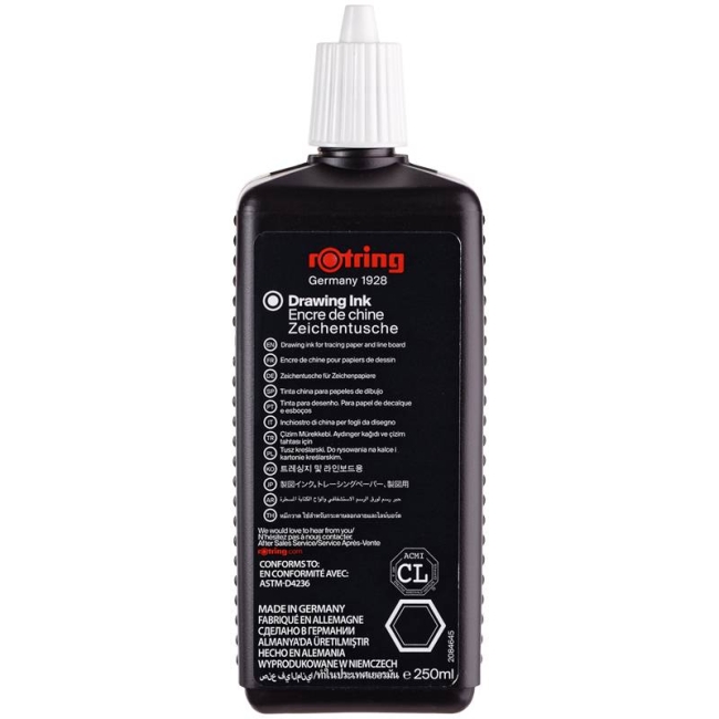 Чернила для изографа Rotring Drawing Ink черные 250 мл купить в магазине ArtCraft.Space