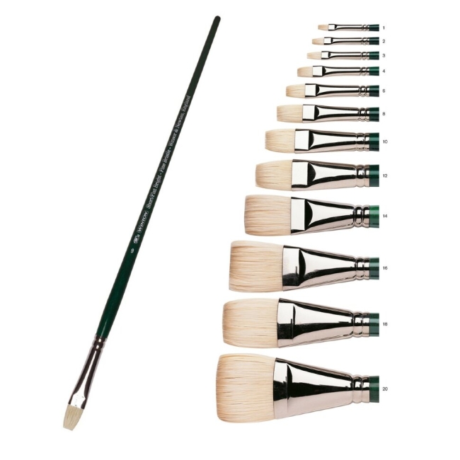 Кисть художественная щетина Winsor&Newton Winton №14 плоская укороченная купить в магазине ArtCraft.Space с доставкой по всему миру