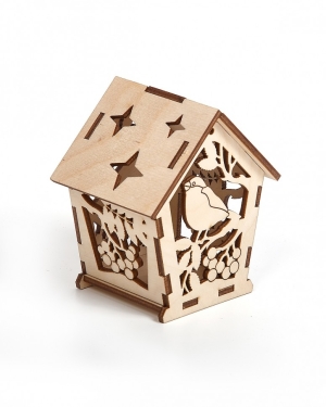 Заготовка для декорирования Фонарик Снегирь на рябине 8,5х7х10см