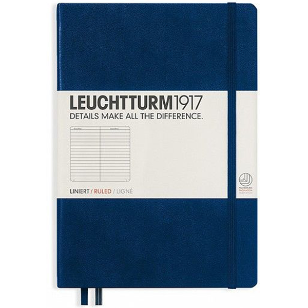 Блокнот Leuchtturm1917 Classic A5 (14.5x21см.) 80г/м2 - 251 стр. в линейку, твердая обложка, цвет: Синий Неви