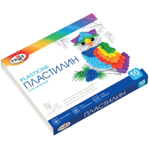 Пластилин Гамма "Классический", 10 цветов, 200г, со стеком, картон. упак.
