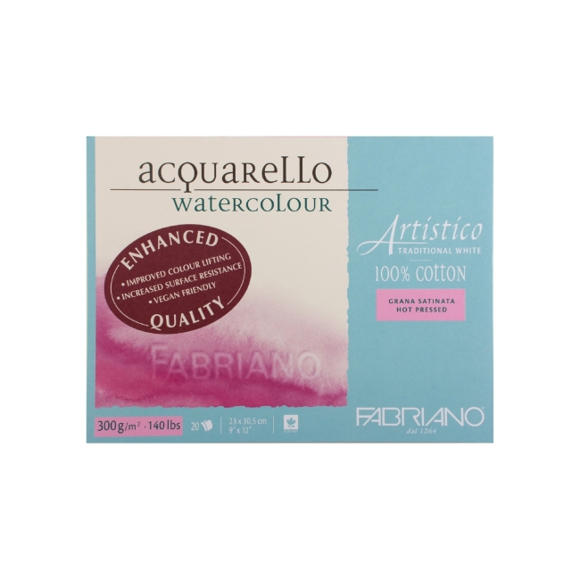 Блок для акварели Artistico Traditional White 300г/м.кв 23x30см Сатин 20л склейка по 4 сторонам