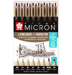 Набор капиллярных ручек Pigma Micron 8шт (0.2мм 025мм 0.3мм 0.35мм 0.45мм 0.5мм) Черный, Набор капиллярных ручек Pigma Micron 8шт (0.2мм 025мм 0.3мм 0.35мм 0.45мм 0.5мм) Черный,