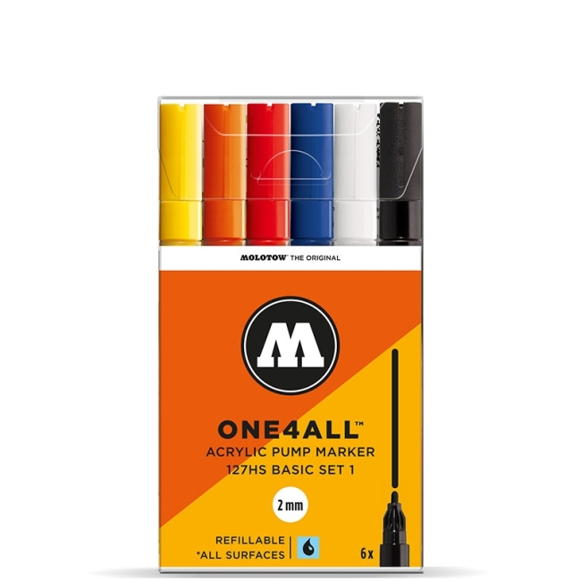 Molotow Набор маркеров ONE4ALL 127HS Basic-Set 1 6 шт 200230 2 мм