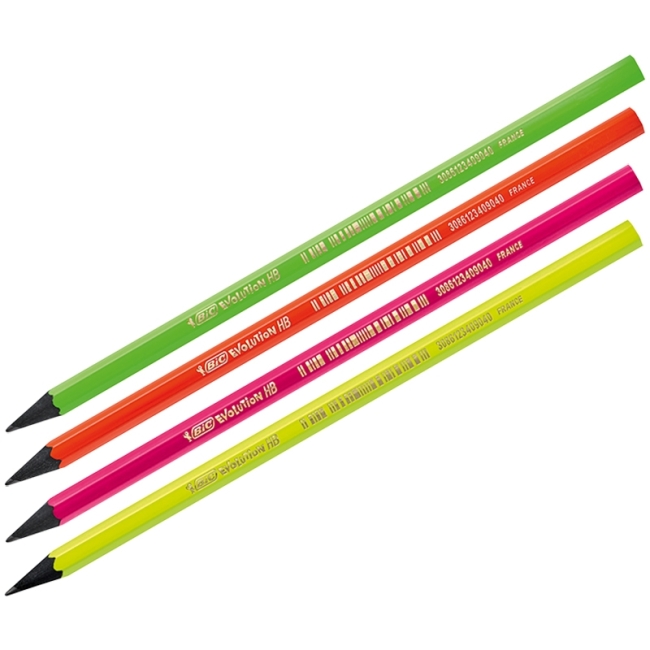 Карандаш ч/г Bic "Evolution Fluo" HB, заточен., пластиковый