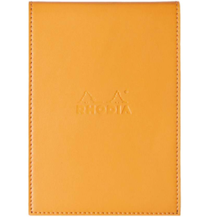 Блокнот Rhodia ePURE 80г/кв.м 8,4х11,5см микроперфорация клетка 80л кожаная обложка оранжевый